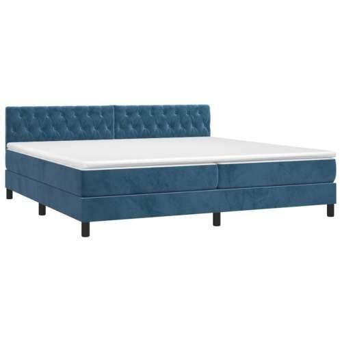 Krevet box spring s madracem LED tamnoplavi 200x200 cm baršun - Tamno plava 200 x 200 cm Dizajn s gumbima Cijena