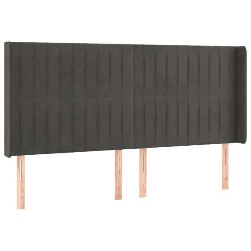 Krevet box spring s madracem LED tamnosivi 160x200 cm baršun - Tamno siva 160 x 200 cm Okomite pruge Cijena