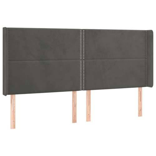 Krevet box spring s madracem LED tamnosivi 200x200 cm baršun - Tamno siva 200 x 200 cm Obično s čavlima Cijena