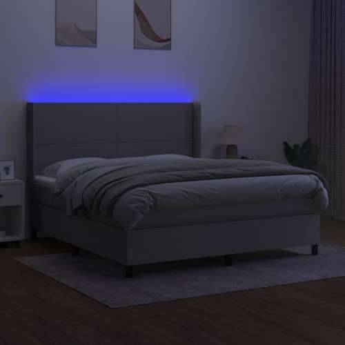 Krevet box spring s madracem LED svjetlosivi 180x200 cm tkanina - Svjetlosiva 180 x 200 cm Gladak dizajn Cijena