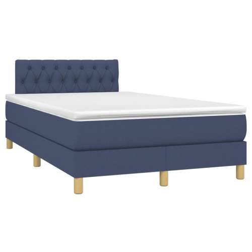 Krevet box spring s madracem LED plavi 120 x 200 cm od tkanine - Plava 120 x 200 cm Dizajn s gumbima Cijena