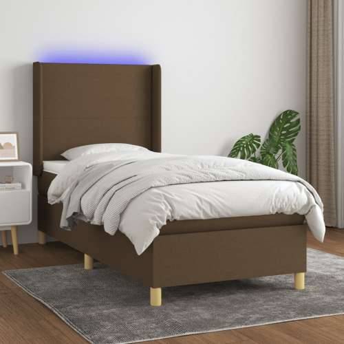 Krevet box spring s madracem LED tamnosmeđi 80 x 200 cm tkanina - Tamno smeđa 80 x 200 cm Gladak dizajn Cijena