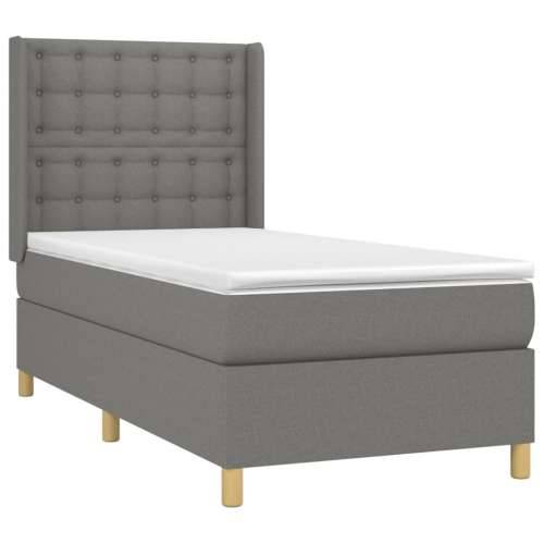 Krevet box spring s madracem LED tamnosivi 90x200 cm tkanina - Tamno siva 90 x 200 cm gumbi Cijena