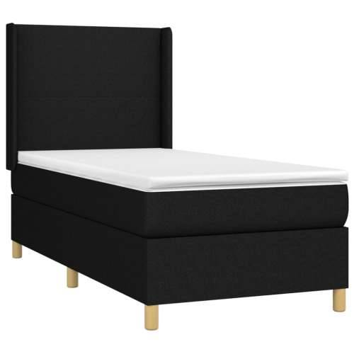 Krevet box spring s madracem LED crni 90x200 cm od tkanine - Crna 90 x 200 cm Gladak dizajn Cijena
