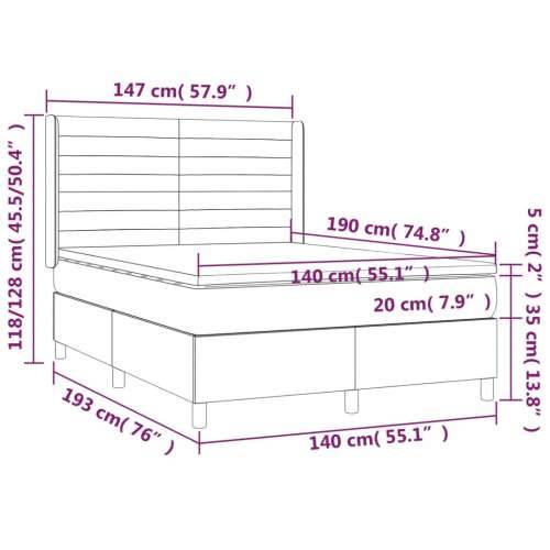 Krevet box spring s madracem LED plavi 140x190 cm od tkanine - Plava 140 x 190 cm vodoravne pruge Cijena