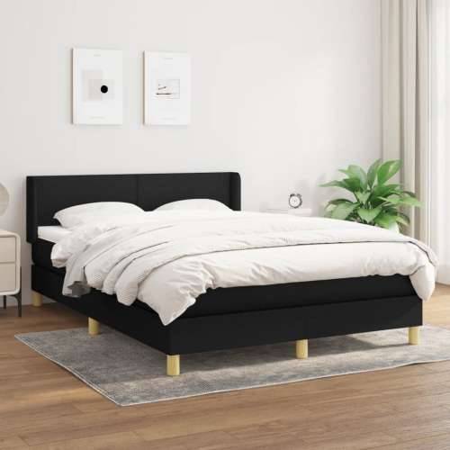 Krevet s oprugama i madracem crni 140x200 cm od tkanine - Crna 140 x 200 cm Gladak dizajn Cijena