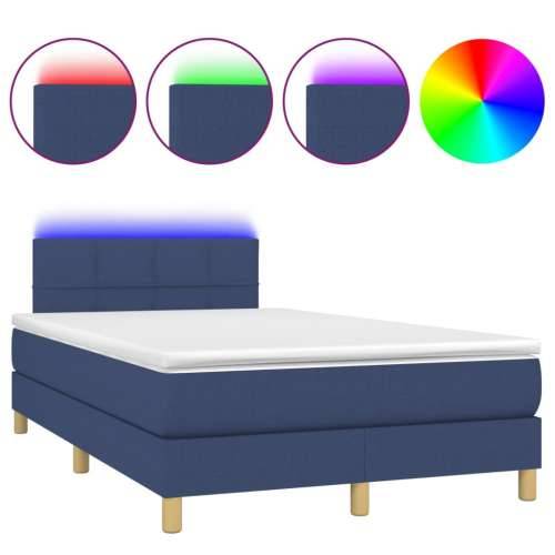 Krevet box spring s madracem LED plavi 120 x 200 cm od tkanine - Plava 120 x 200 cm Blok s kvadratima Cijena