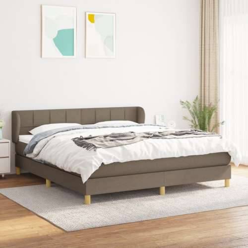 Krevet s oprugama i madracem smeđesivi 160x200 cm tkanina - Sivo-smeđa 160 x 200 cm Blok s kvadratima Cijena