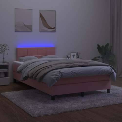 Krevet box spring s madracem LED ružičasti 120x200cm baršunasti - Ružičasta 120 x 200 cm Blok s kvadratima Cijena