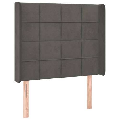 Krevet box spring s madracem LED tamnosivi 80 x 200 cm baršun - Tamno siva 80 x 200 cm Blok s kvadratima Cijena