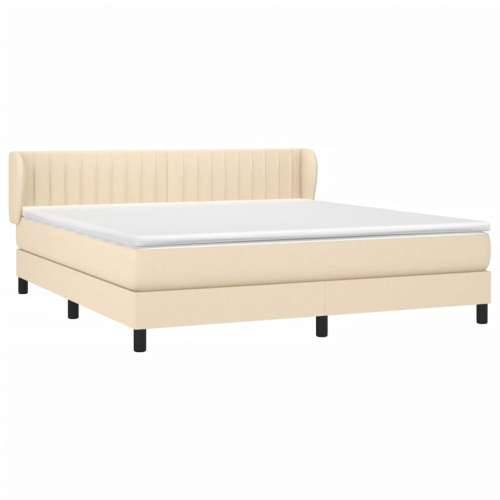 Krevet s oprugama i madracem krem 160x200 cm od tkanine - Krema 160 x 200 cm Okomite pruge Cijena