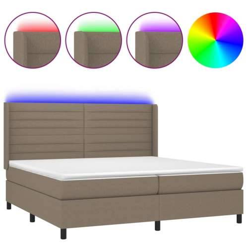 Krevet box spring s madracem LED smeđesivi 200x200 cm tkanina - Sivo-smeđa 200 x 200 cm vodoravne pruge Cijena
