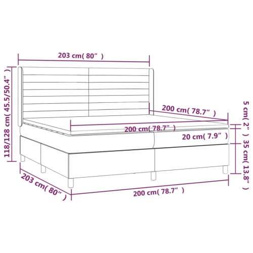 Krevet box spring s madracem LED smeđesivi 200x200 cm tkanina - Sivo-smeđa 200 x 200 cm vodoravne pruge Cijena