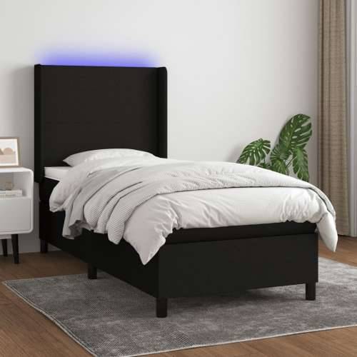 Krevet box spring s madracem LED crni 100x200 cm od tkanine - Crna 100 x 200 cm Gladak dizajn Cijena