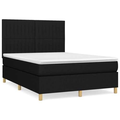 Krevet s oprugama i madracem crni 140x200 cm od tkanine - Crna 140 x 200 cm Okomite pruge Cijena