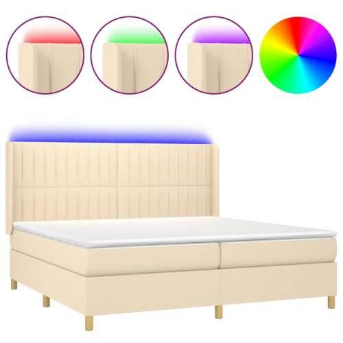 Krevet box spring s madracem LED krem 200x200 cm od tkanine - Krema 200 x 200 cm Okomite pruge Cijena
