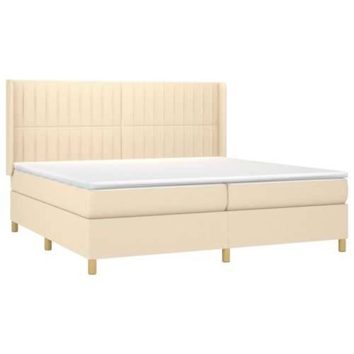 Krevet box spring s madracem LED krem 200x200 cm od tkanine - Krema 200 x 200 cm Okomite pruge Cijena