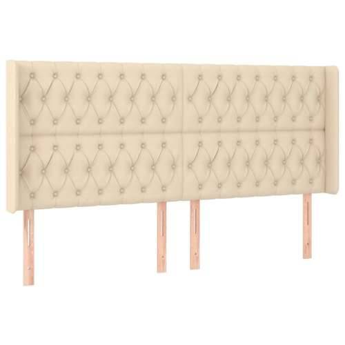 Krevet box spring s madracem LED krem 200x200 cm od tkanine - Krema 200 x 200 cm Dizajn s gumbima Cijena