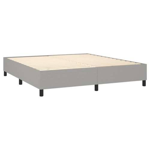 Krevet box spring s madracem LED svjetlosivi 180x200 cm tkanina - Svjetlosiva 180 x 200 cm Dizajn s gumbima Cijena