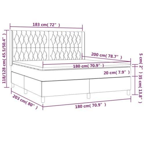 Krevet box spring s madracem LED svjetlosivi 180x200 cm tkanina - Svjetlosiva 180 x 200 cm Dizajn s gumbima Cijena
