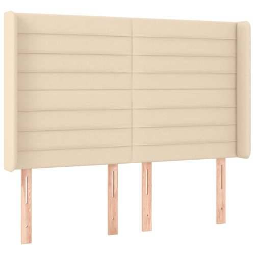 Krevet box spring s madracem LED krem 140x200 cm od tkanine - Krema 140 x 200 cm vodoravne pruge Cijena