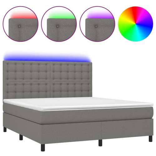 Krevet box spring s madracem LED tamnosivi 180x200 cm tkanina - Tamno siva 180 x 200 cm gumbi Cijena