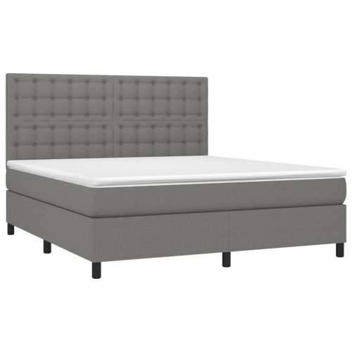 Krevet box spring s madracem LED tamnosivi 180x200 cm tkanina - Tamno siva 180 x 200 cm gumbi Cijena