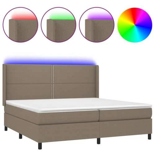 Krevet box spring s madracem LED smeđesivi 200x200 cm tkanina - Sivo-smeđa 200 x 200 cm Obično s čavlima Cijena