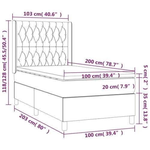 Krevet box spring s madracem LED crni 100x200 cm od tkanine - Crna 100 x 200 cm Dizajn s gumbima Cijena