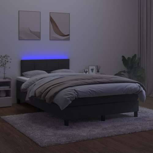 Krevet box spring s madracem LED crni 120 x 200 cm baršun - Crna 120 x 200 cm Blok s kvadratima Cijena