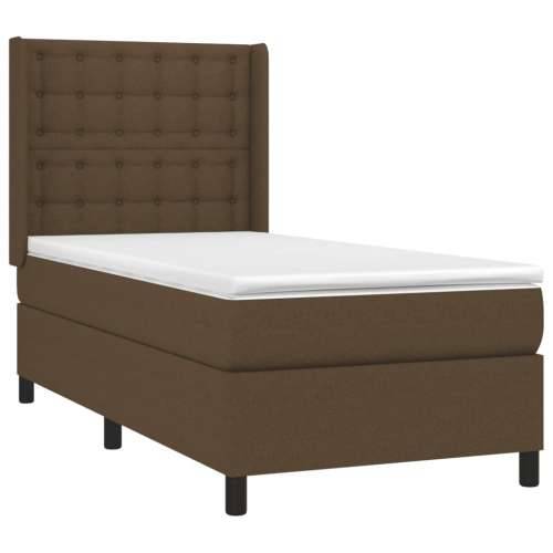 Krevet box spring s madracem LED tamnosmeđi 80 x 200 cm tkanina - Tamno smeđa 80 x 200 cm gumbi Cijena