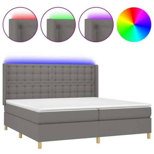 Krevet box spring s madracem LED tamnosivi 200x200 cm tkanina - Tamno siva 200 x 200 cm gumbi Cijena