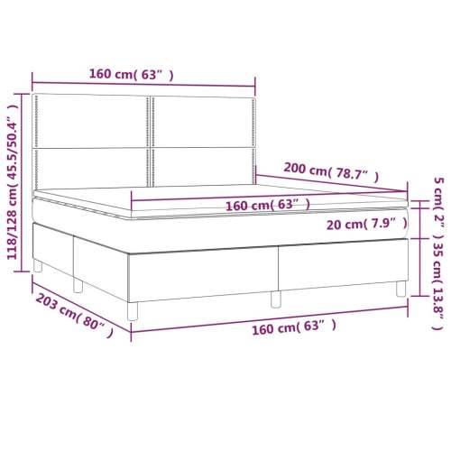 Krevet s oprugama i madracem crni 160x200 cm od tkanine - Crna 160 x 200 cm Obično s čavlima Cijena