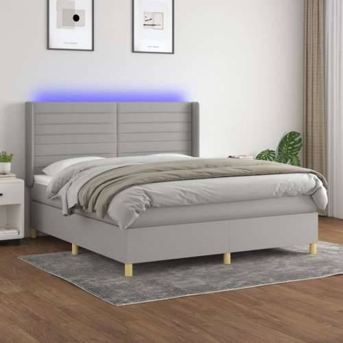 Krevet box spring s madracem LED svjetlosivi 180x200 cm tkanina - Svjetlosiva 180 x 200 cm vodoravne pruge Cijena