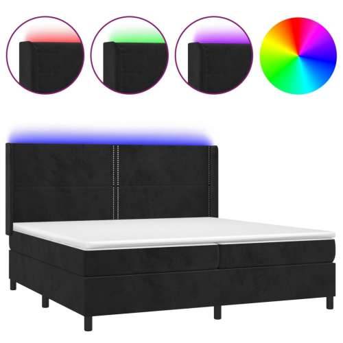 Krevet box spring s madracem LED crni 200x200 cm baršun Cijena