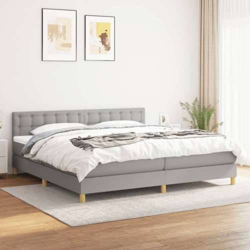 Krevet s oprugama i madracem svjetlosivi 200 x 200cm od tkanine - Svjetlosiva 200 x 200 cm gumbi Cijena