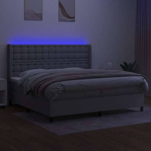 Krevet box spring s madracem LED svjetlosivi 200x200 cm tkanina - Svjetlosiva 200 x 200 cm gumbi Cijena