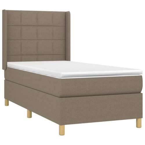 Krevet box spring s madracem LED smeđesivi 80 x 200 cm tkanina - Sivo-smeđa 80 x 200 cm Blok s kvadratima Cijena