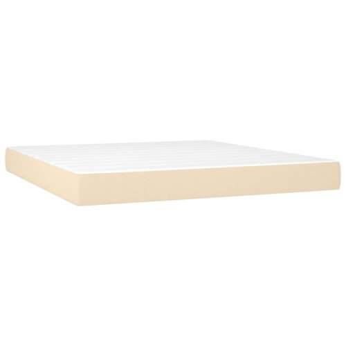 Krevet s oprugama i madracem krem 160x200 cm od tkanine - Krema 160 x 200 cm Dizajn s gumbima Cijena