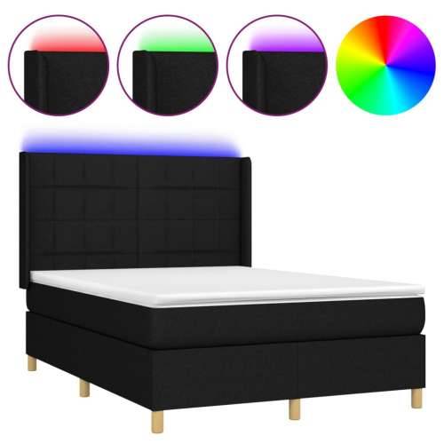 Krevet box spring s madracem LED crni 140x200 cm od tkanine - Crna 140 x 200 cm Blok s kvadratima Cijena