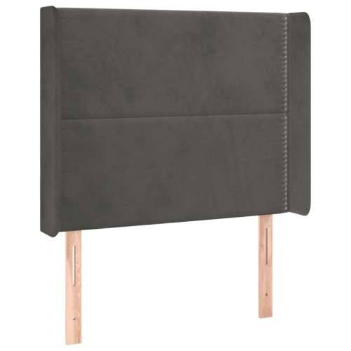 Krevet box spring s madracem LED tamnosivi 80 x 200 cm baršun - Tamno siva 80 x 200 cm Obično s čavlima Cijena