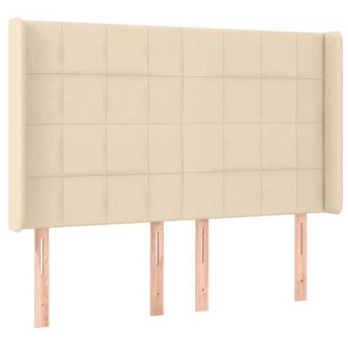 Krevet box spring s madracem LED krem 140x190 cm od tkanine - Krema 140 x 190 cm Blok s kvadratima Cijena
