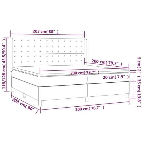 Krevet box spring s madracem LED plavi 200x200 cm od tkanine - Plava 200 x 200 cm gumbi Cijena