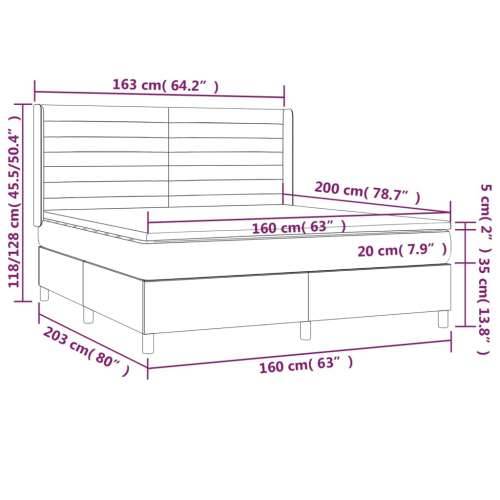 Krevet box spring s madracem LED svjetlosivi 160x200 cm tkanina - Svjetlosiva 160 x 200 cm vodoravne pruge Cijena