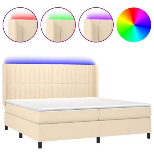 Krevet box spring s madracem LED krem 200x200 cm od tkanine - Krema 200 x 200 cm Okomite pruge Cijena