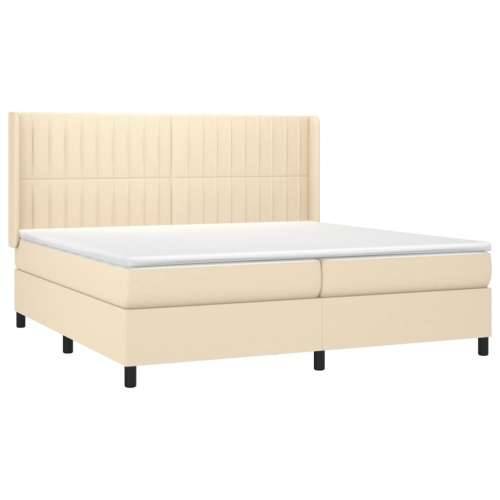 Krevet box spring s madracem LED krem 200x200 cm od tkanine - Krema 200 x 200 cm Okomite pruge Cijena