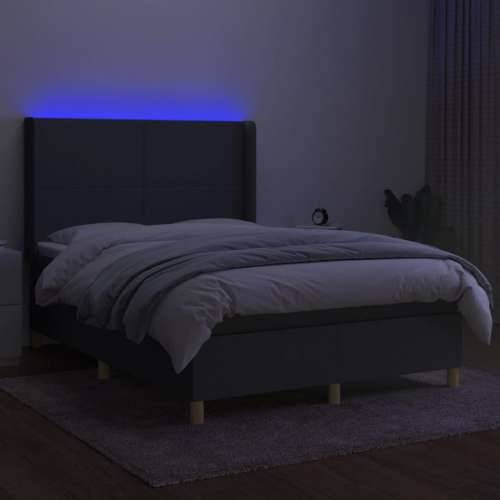 Krevet box spring s madracem LED tamnosivi 140x200 cm tkanina - Tamno siva 140 x 200 cm Gladak dizajn Cijena