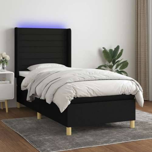 Krevet box spring s madracem LED crni 100x200 cm od tkanine - Crna 100 x 200 cm vodoravne pruge Cijena
