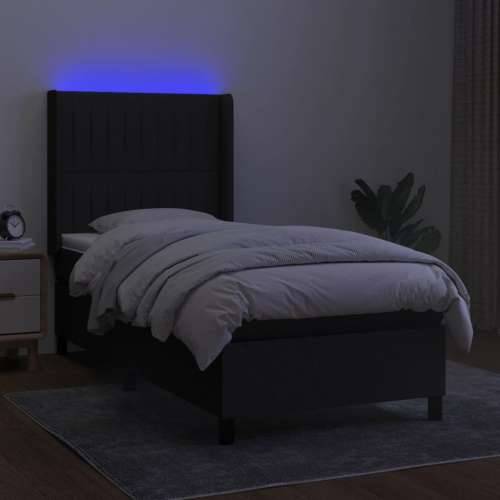 Krevet box spring s madracem LED crni 80 x 200 cm od tkanine - Crna 80 x 200 cm Okomite pruge Cijena