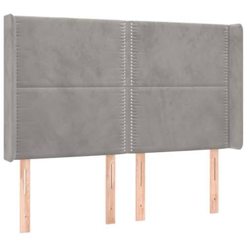 Krevet box spring s madracem LED svjetlosivi 140x200 cm baršun - Svjetlosiva 140 x 200 cm Obično s čavlima Cijena